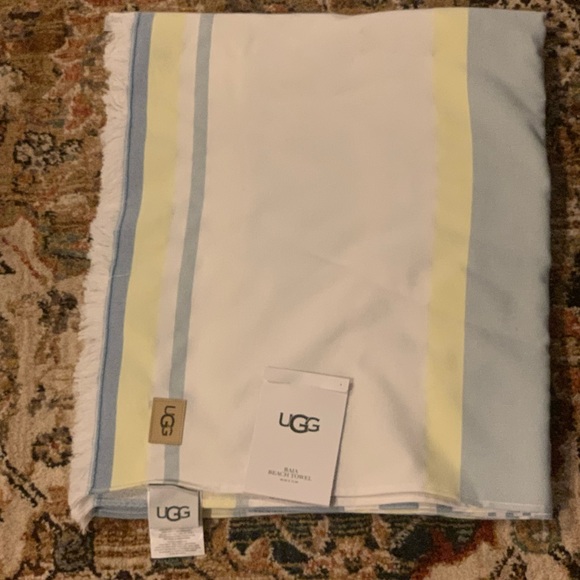 UGG Other - new with tag UGG baja beach towel 40”x72” white blue yellow summer pool travel